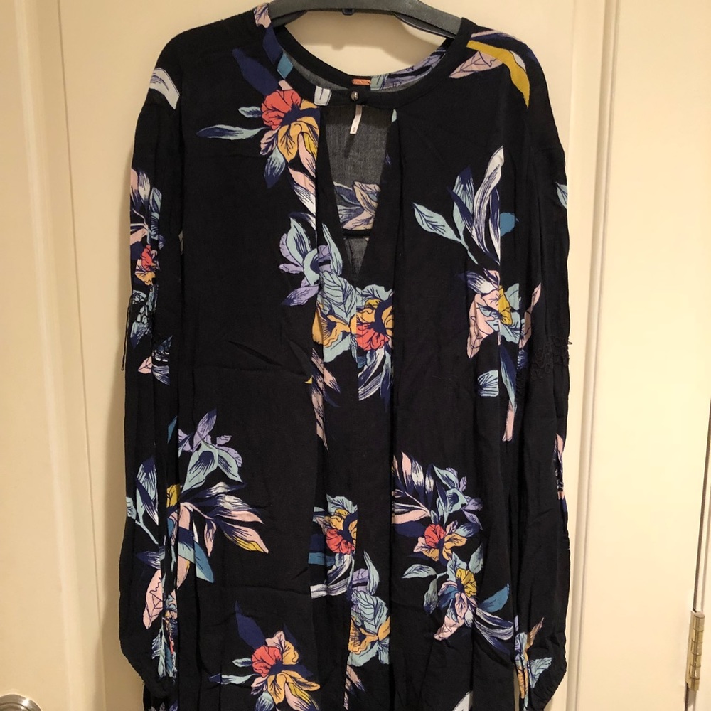 Free People navy floral smock